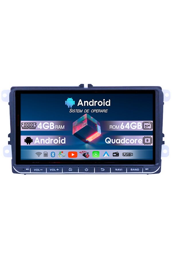 navi-it-Volkwagen Dedicated Navigation, 4gb Ram 64gb Rom, Quadcore, Android 14, Display Qled 1k, 9", Dsp 1