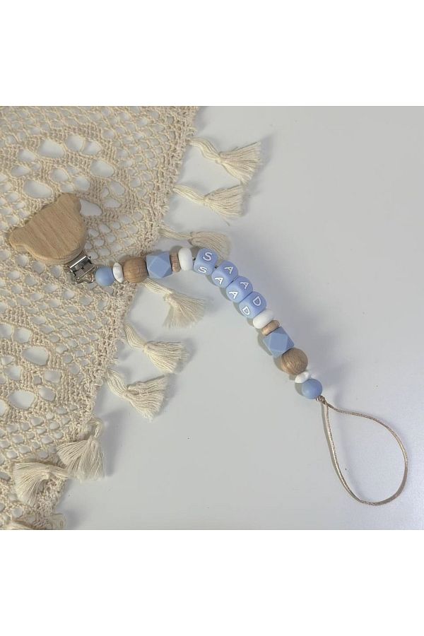 Little Cloud-Pacifier Clip (Sky) with Baby Name Engraving Feature 1