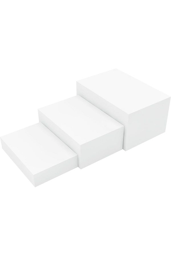 Generic-مجموعة من 3 رفوف أكريليك لطاولة البوفيه، رفوف عرض متداخلة على شكل صندوق مكعب من الأكريليك | أبيض 1