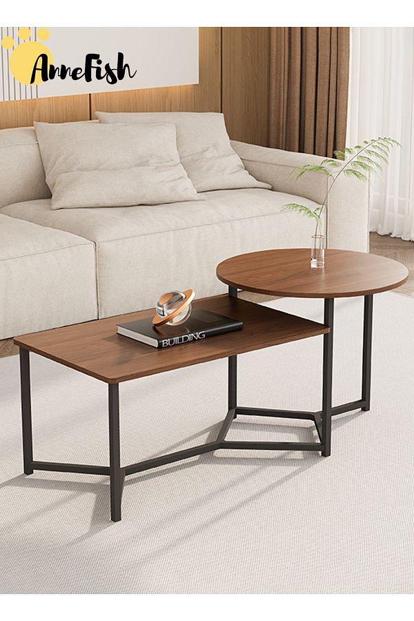 AnneFish-Double Layer Coffee Table Simple European Style Double Layer Home Sofa Center Table For Living Room 1