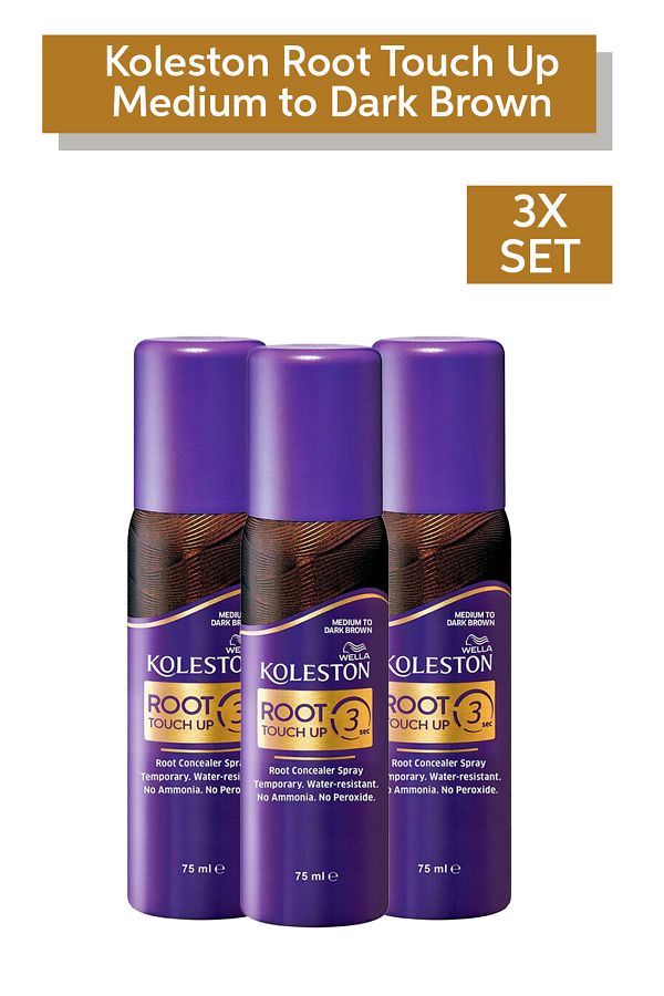 Wella-Koleston Root Touch Up Spray - Instant 100% Grey Coverage In 3s - Medium To Dark Brown, 75ml X 3 1