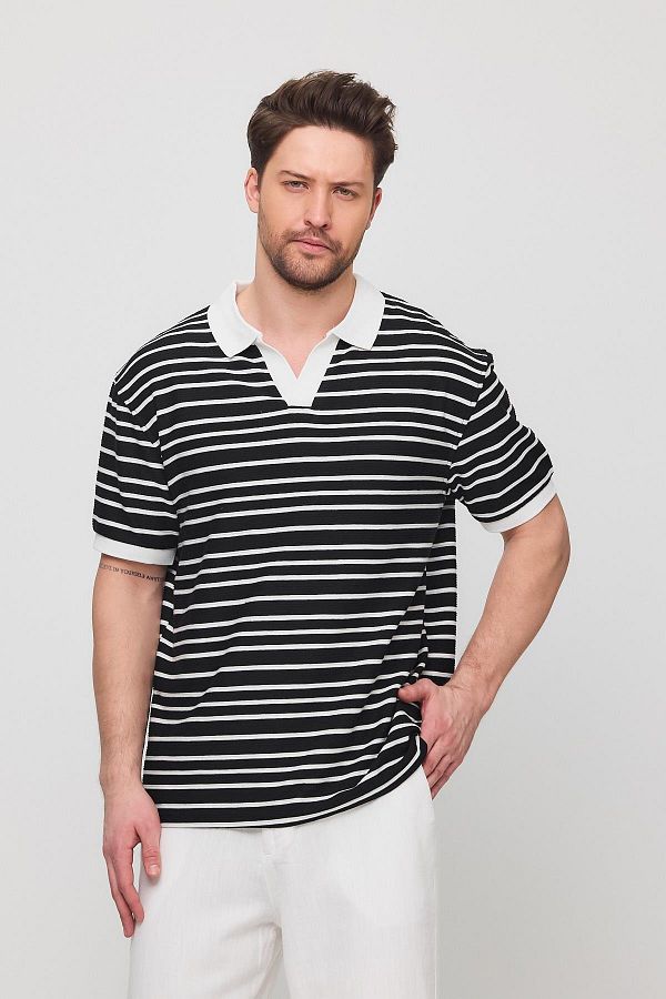 NGR-Satrop Collar Knitted Tshirt Black 1