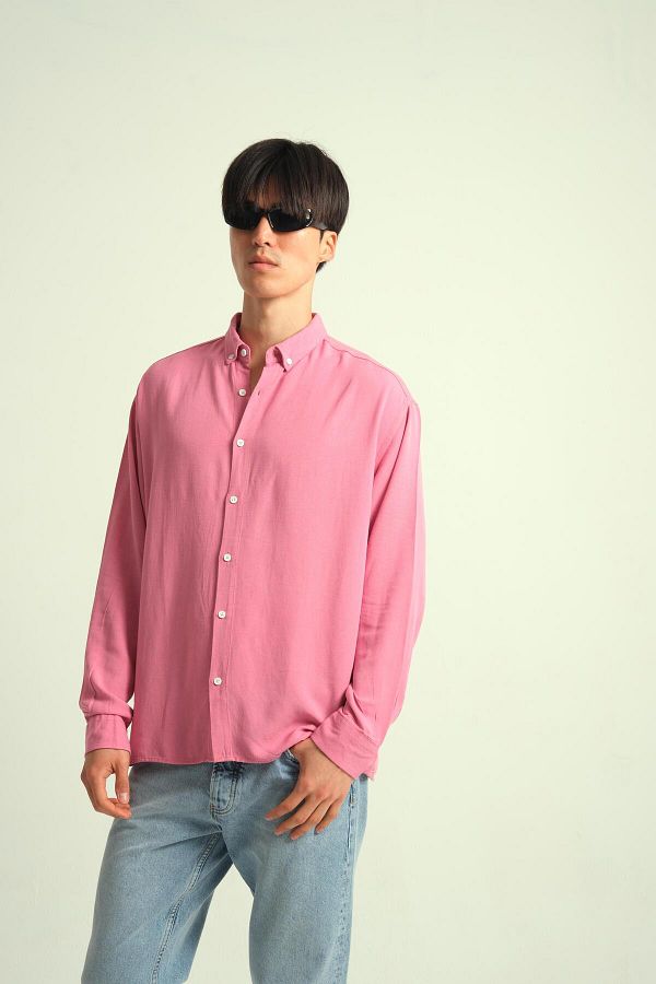 NGR-Guava Viscose Draped Shirt Pink 1