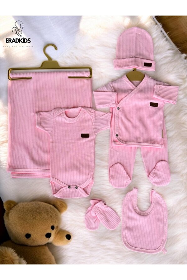 eradkids 7'li Kız Bebek Pamuklu Hastane Çıkış Seti / Yenidoğan Kız Bebek Kıyafeti/ Kız Bebek Hediyesi