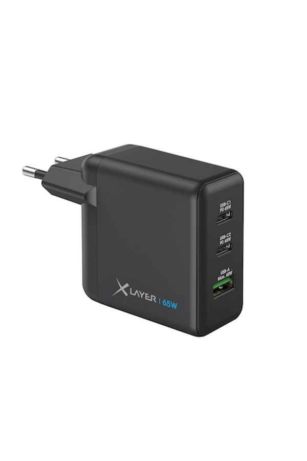 icover-Incarcator priza XLayer PD 65W, 2 x USB-C si USB-A, negru 1