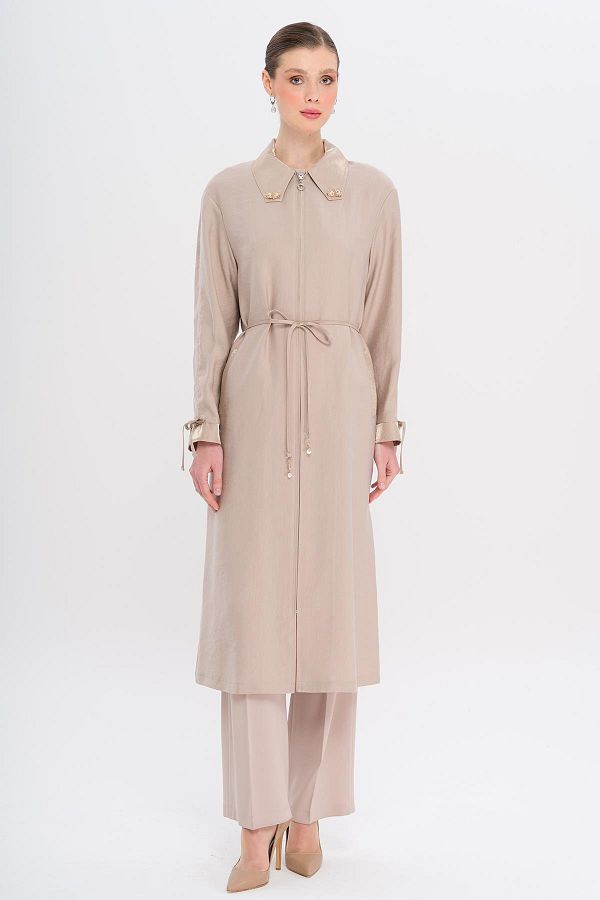 Olcay-Unlined Modal Cap with Beaded Collar and Drawstring Detail Stone 6751 1