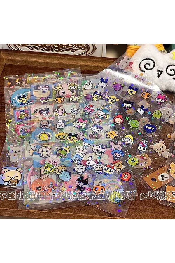 Hasbro-4pcs random Ancient Early Laser Flash Meeton Cute Tuoba Gezi Patch Patch Double Material Paper Paper 1