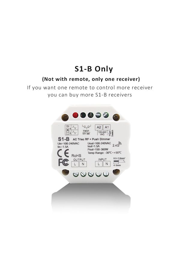MJJC-S1-b Receiver Only S1-b Led Dimmer 220v 2.4g R11 Rf Wireless Remote Triac Dimmer Ac 230v Push D 1
