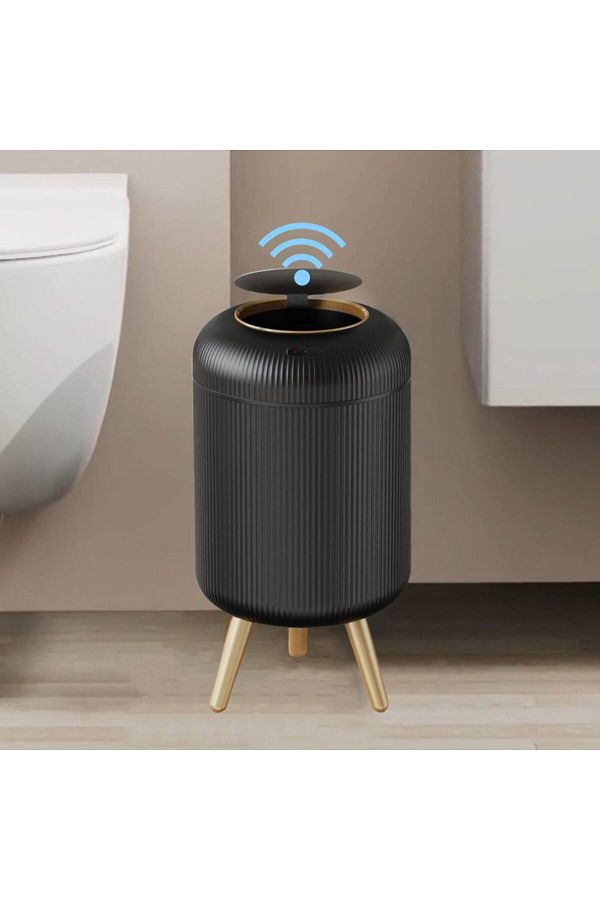 Choice-10L Black Gold with feet Automatic Trash Can with Lid, Small Plastic Smart Trash Can, Motion Sensor 1