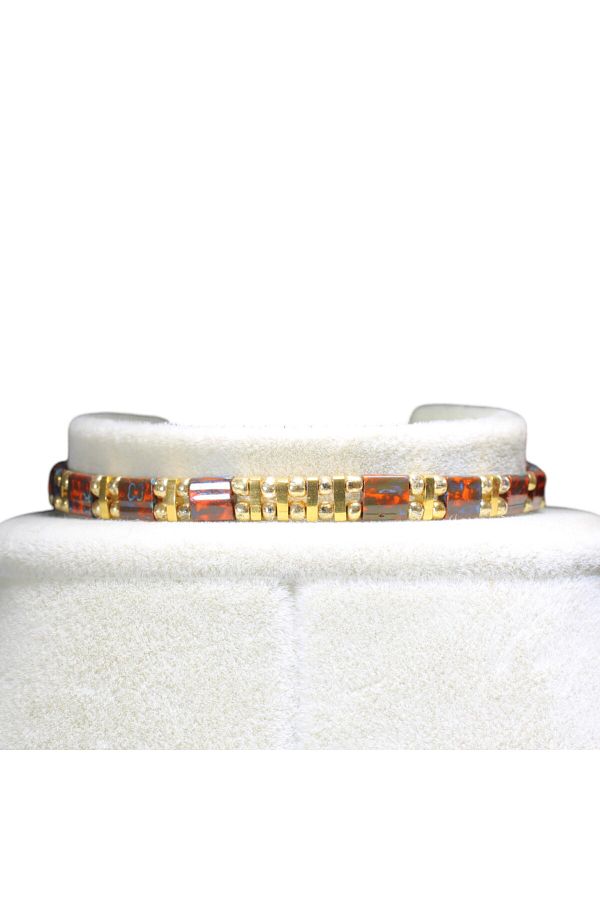 DEHNA-Elegant and Colorful Bracelets Series with Tila Beads - Patterned Red Model 1