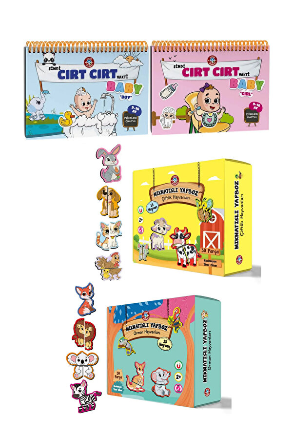 Çocuk Akademi Kız-Erkek Bebek Cırt Cırtlı Kitap ve Yapboz Serisi Eko Paket
