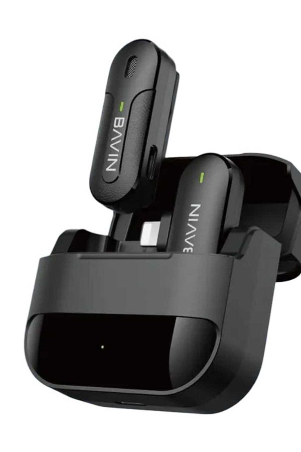 Bavin-Dual Wireless Lavalier Microphone for Audio and Video Recording Compatible with iPhone Black 1
