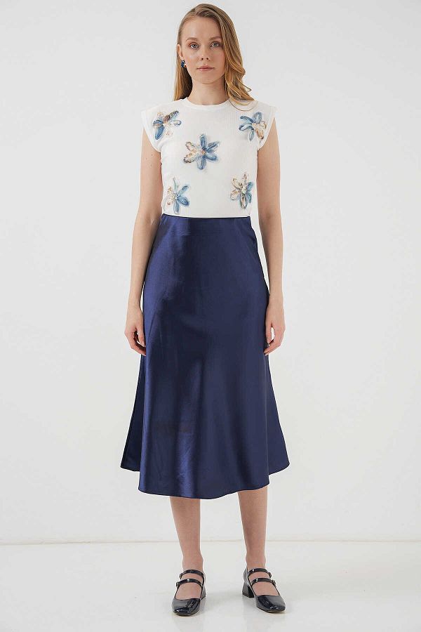 Bigdart-Big Dart High Waist Satin Skirt 1