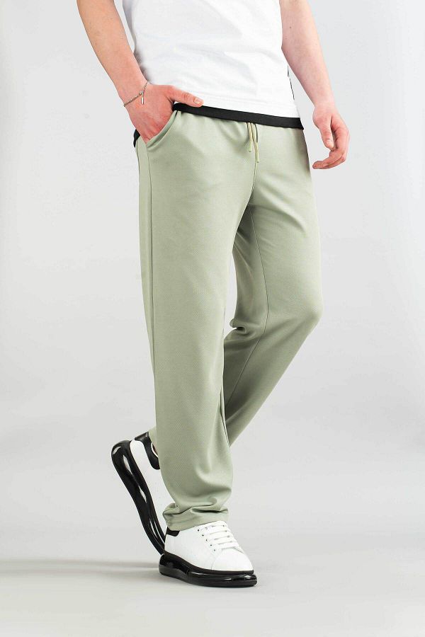 bombe-Men's Jogger Comfortable Fit Bagy Pants Fabric Belted Drawstring Lycra Fabric Canvas Blend Pants 1