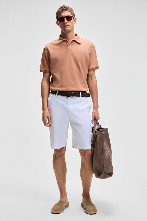 GRIMELANGE-TEEMO Men's Lycra Slim Fit White Shorts with Side Pockets and Zipper 1