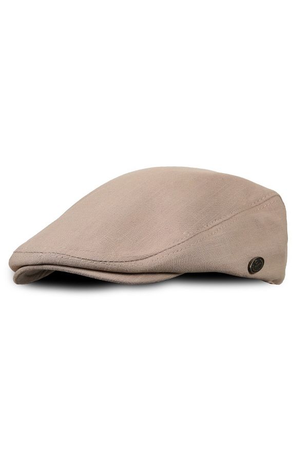 Butik-Dark Beige Summer Linen London Cap Standard Size with Elastic Back 1