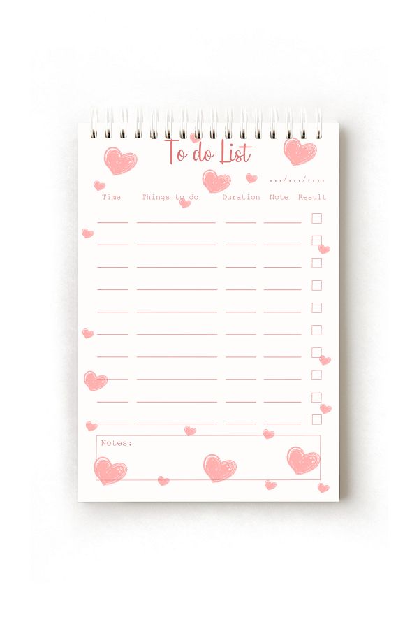 Handeto Kraft-Heart Themed English to Do List, A5 to Do List, Planner, Task List, Planner 1
