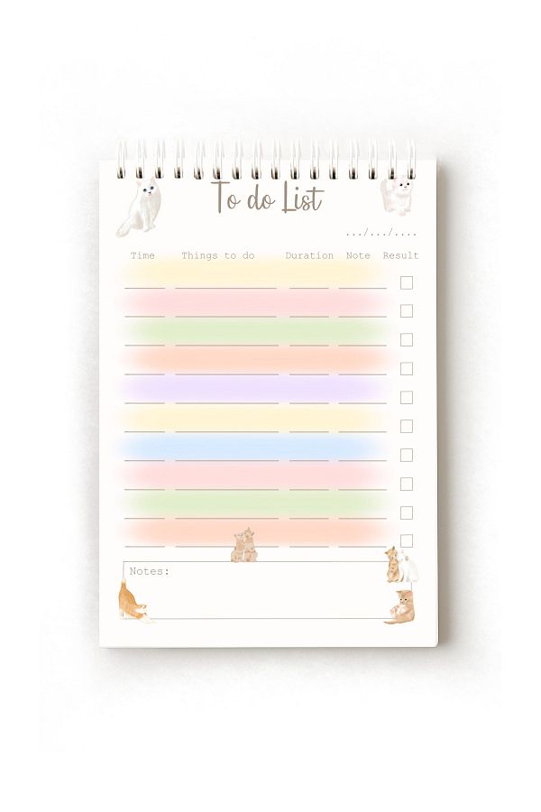 Handeto Kraft-Cat Themed English to Do List, A5 to Do List, Planner, Task List, Planner 1
