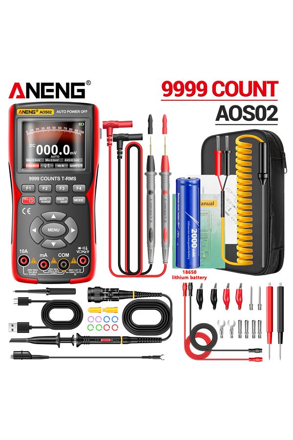 ANENG-Aos02 Pro Aos02 Smart Oscilloscope Multimeter Waveform Storage 10mhz Bandwidth Voltage Current 1