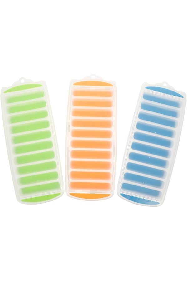 Generic-3Pcs Thin Silicone Ice Cube Tray with Lid, Ice Mold Bottle Thin Ice Tray with Lid for Freezer Ice C 1