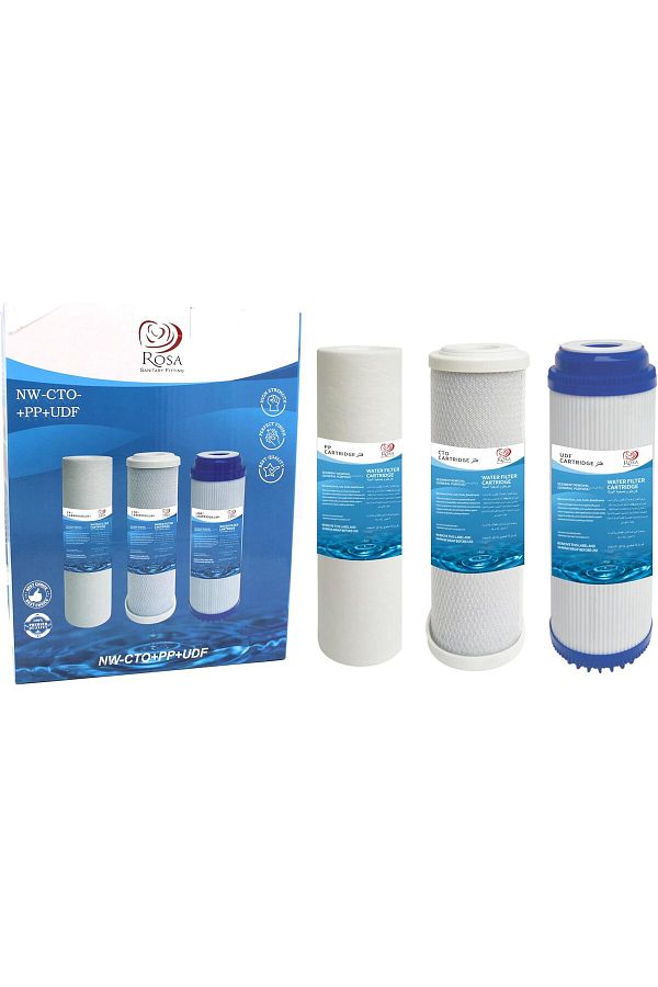 Generic-مجموعة فلتر مياه روزا ثلاثية المراحل، فلاتر CTO PP UDF، تزيل الشوائب والكلور، فلتر مياه خاص 1