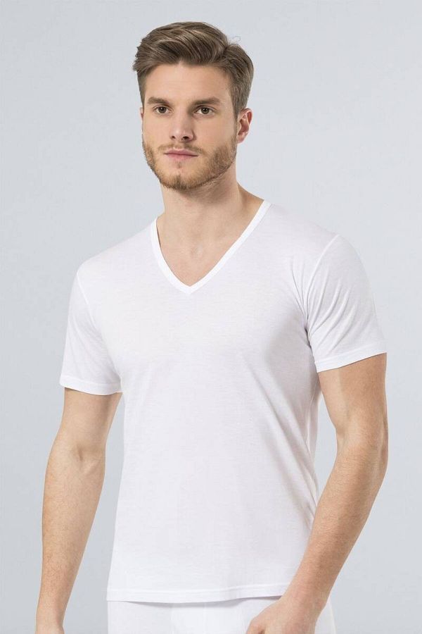 TÜREN-Tricou modal cu decolteu în V pentru bărbați 1