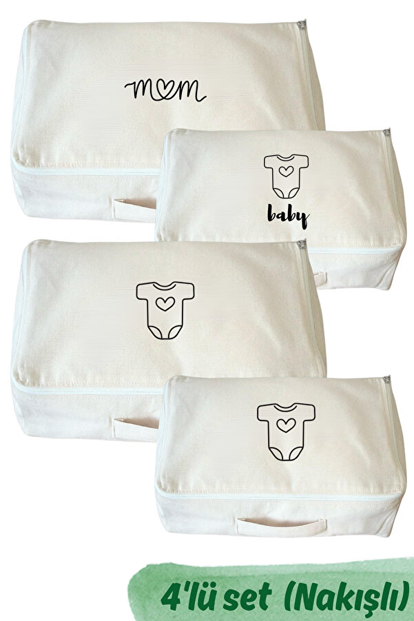 Mama Yoyo Baby Kids 4'lü Anne Bebek Doğum Hastane Düzenleme Bavul Valiz Çantası Hastane Çıkışı Içi Düzenleyici NAKIŞLI