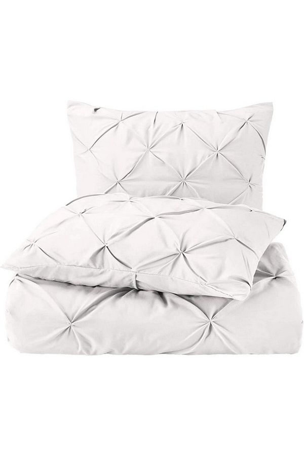 Blumtal-Pleated bed set, 200 x 200 cm, duvet cover and 2 pillowcases 65 x 65 cm, white, Blumtal 1