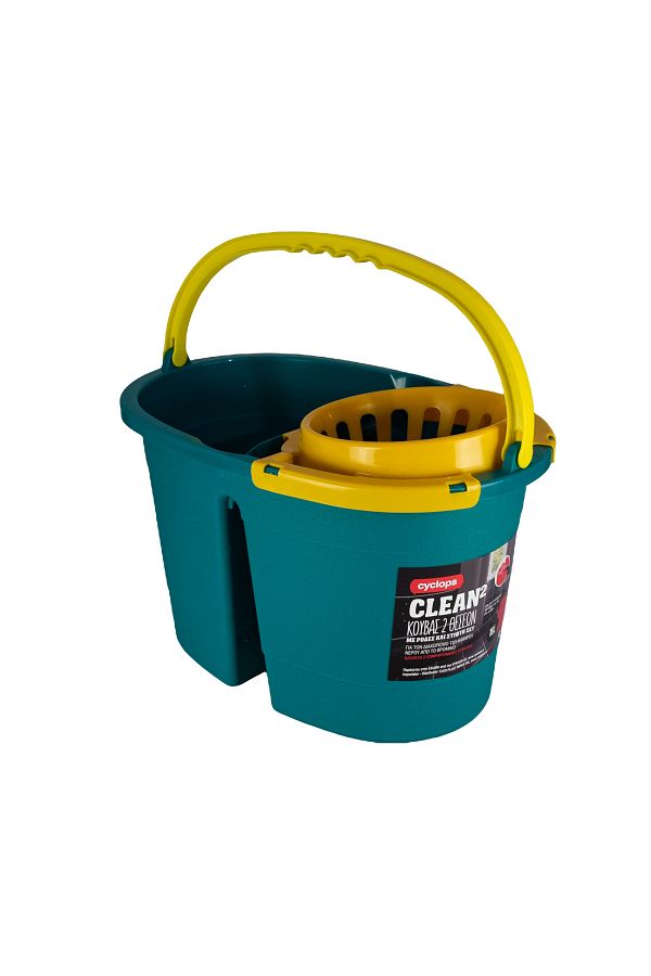 Cesiro-Two-compartment Bucket With Squeezer And Wheels, 2x8 Liters, Red 1
