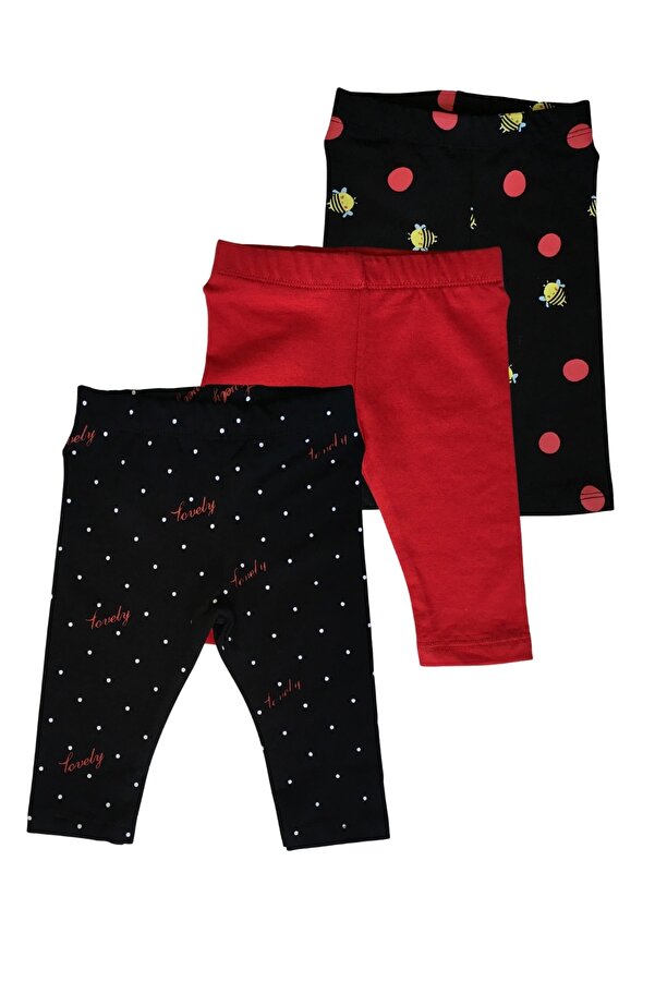 Divonette Kız Bebek Likralı Desenli 3'lü Uzun Tayt Seti