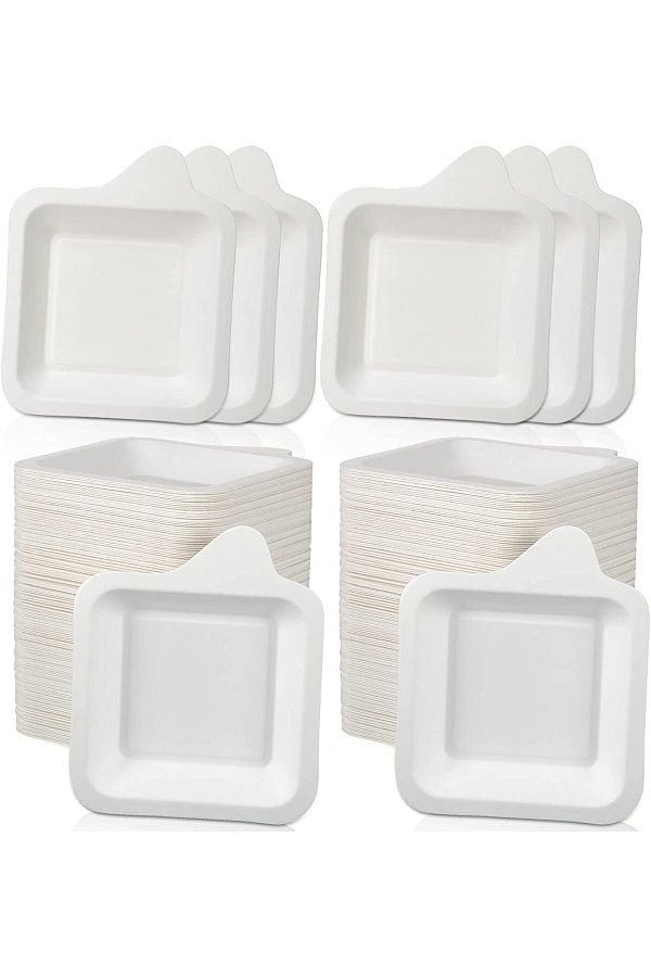 Generic-MAKINGTEC Paper Dessert Plates, Small Disposable Plates Paper Plates Bulk, White Cake Appetizer Pap 1