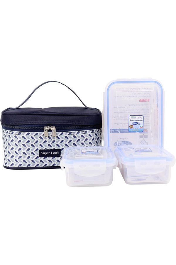 Generic-Orchid Super Lock 4 Pieces Food Storage Container With Temperature Storage Bag Set Mixed Patterns, 1