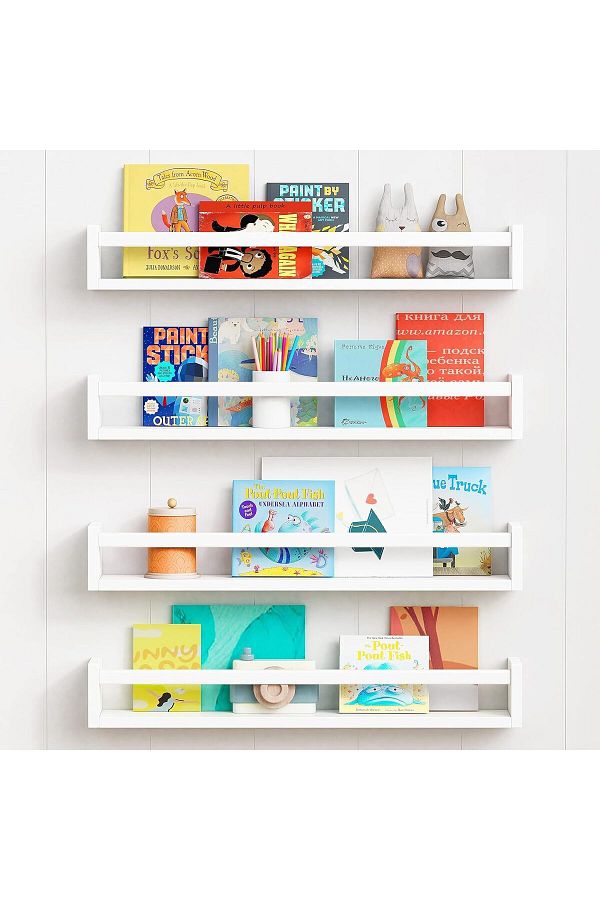 Generic-رف كتب مثبت على الحائط، رف حائط مقاس 23.6 بوصة لغرفة الأطفال، مجموعة من 4 رفوف عائمة لغرفة الأطفال 1