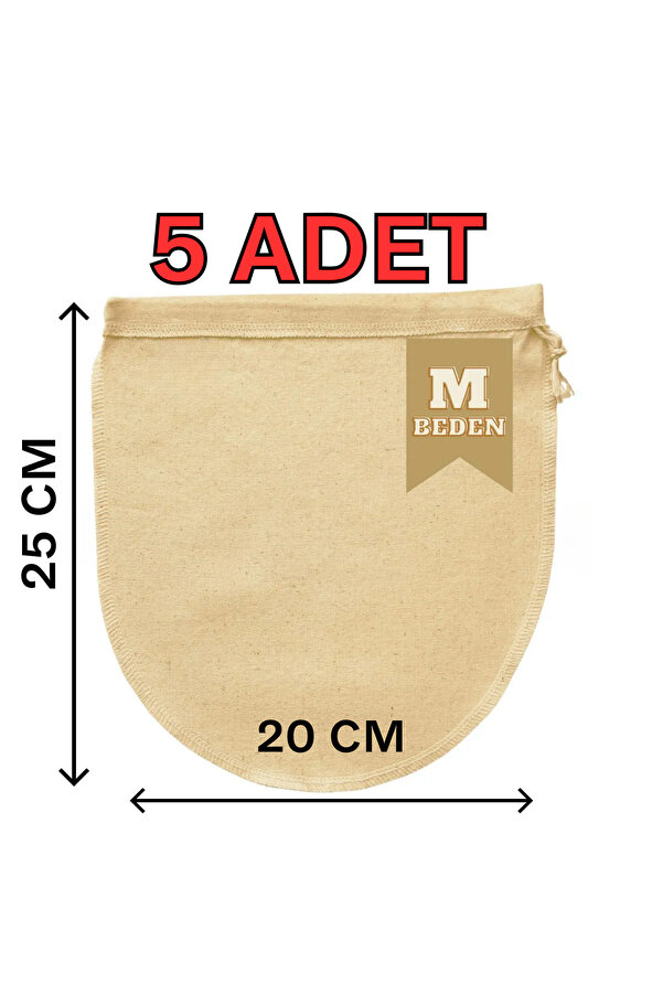 GUNBO HOME 25x30 cm 5 Adet Organik Pamuk Süzme Kesesi Süt Bezi Çok Amaçlı Kese Süt Bezi Yoğurt Peynir