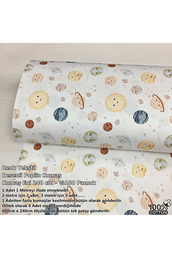 Renk Tekstil Dijital Desenli Poplin Kumaş - Nevresim - Çarşaf - Hobi - Elbise - Çocuk