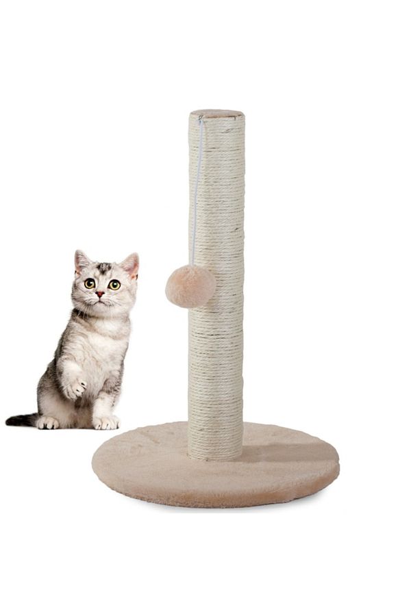 varioshop-VarioShop® cat play and scratching post set, plush ball, soft base, sturdy construction 1