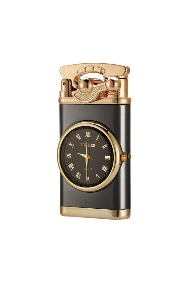 Evelise-Refillable Gas Lighter With Windproof White Flame And Built-in Adjustable Clock, 7.5 X 1