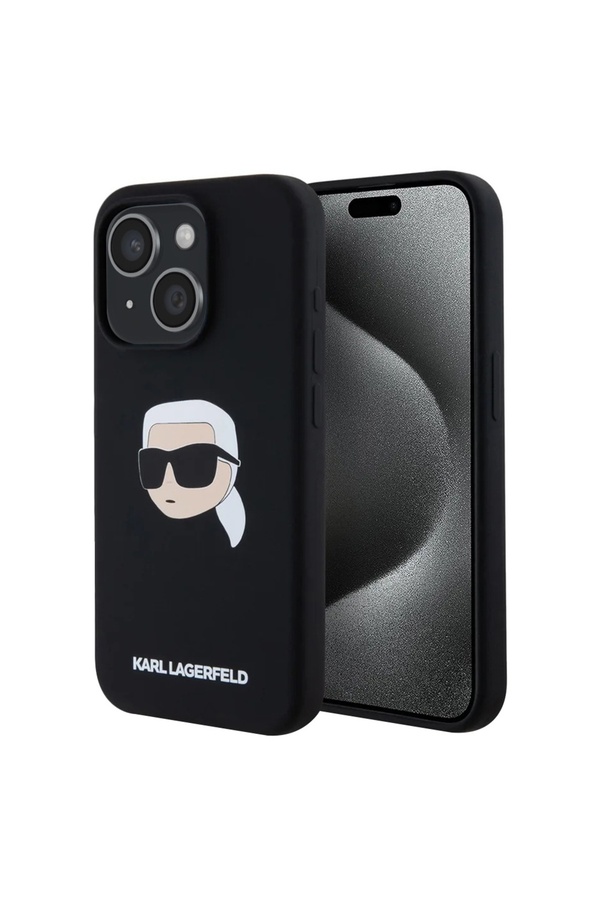 Karl Lagerfeld-Case for iPhone 15 - Karl Lagerfeld Silicone MagSafe (KLHMP15SSKHPPLK) - Karl`s Head 1