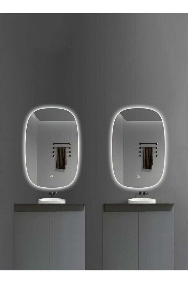 Taimi-Set of 2 LED Bathroom Mirror with Smart Touch Control 3 Temperature Settings for Bathroom 60x40cm 1