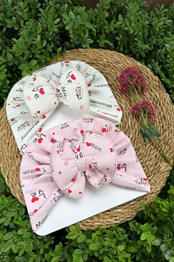 MASENKIDS BEBEK BONE & BANDANA ÇİFT KAT FİYONKLU KARIŞIK DESENLİ 2'Lİ SET