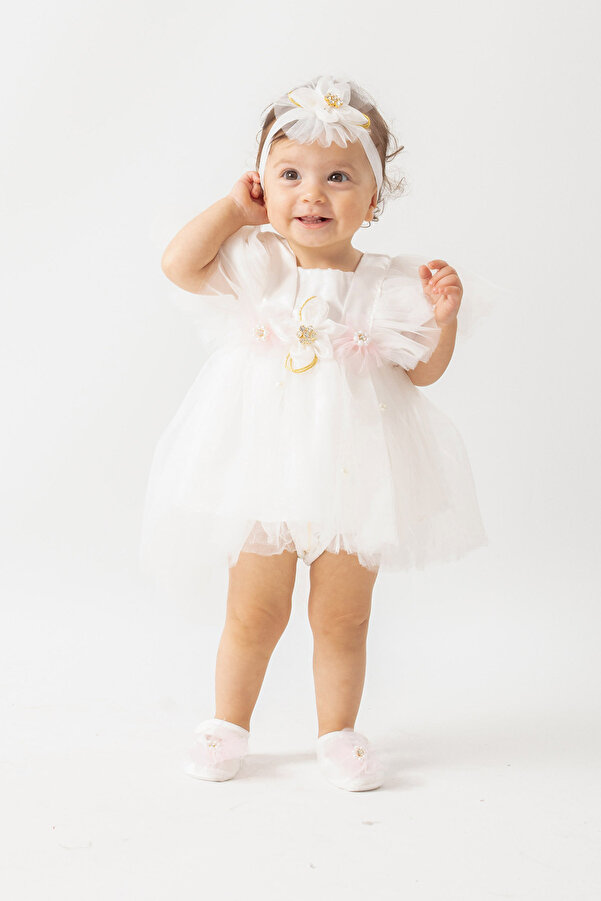 Genel Markalar Ponpon Baby Kız Bebek Yenidoğan Hediyelik Premium Mevlüt Elbisesi