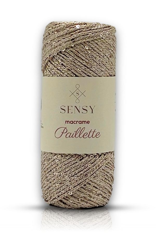 SENSY-Paillette Sequin Polyester Macrame Thread Polyester Sequin Macrame Thread Sequin Bag Thread Milky Coffee 1