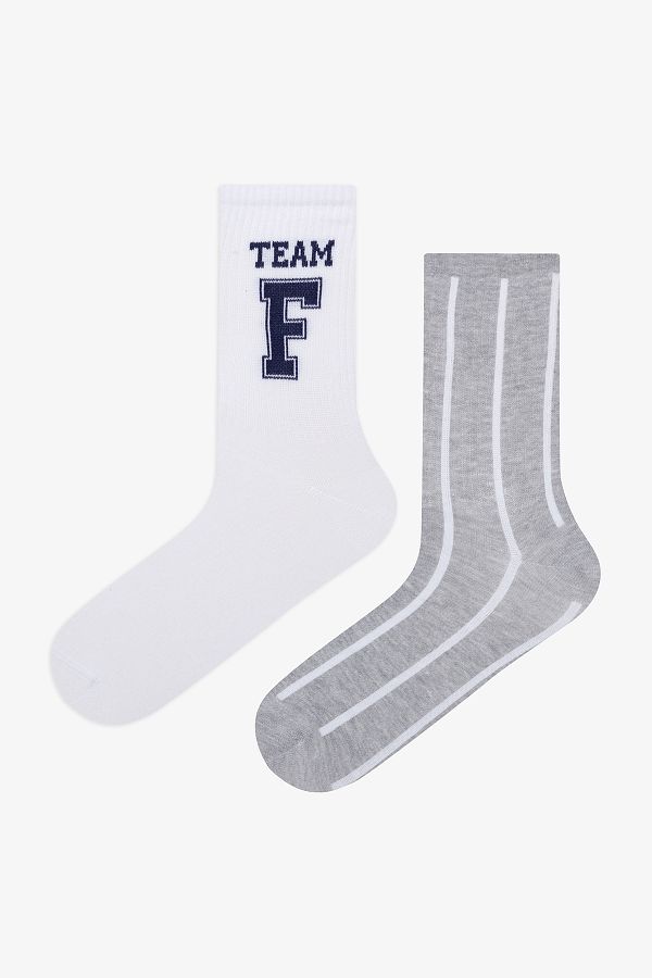 Penti-Herren-Fußballsocken im 2er-Pack in Grau und Weiß 1
