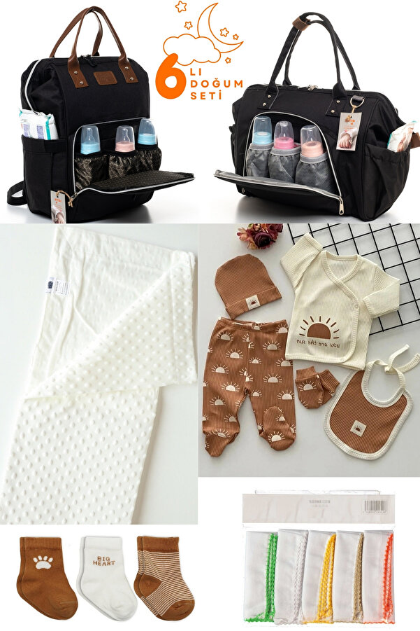 Pimadyo Büyük Doğum Seti (Hastane Çıkışı, Omuz ve Sırt Çantası, Battaniye, 10'lu Mendil ve 3'lÜ Çorap)
