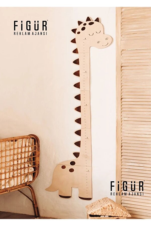 Genel Markalar Ahşap çocuk boy büyüme grafiği cetvel / aile bebek çocuk boy odası dekorasyon duvar ölçer dinazor