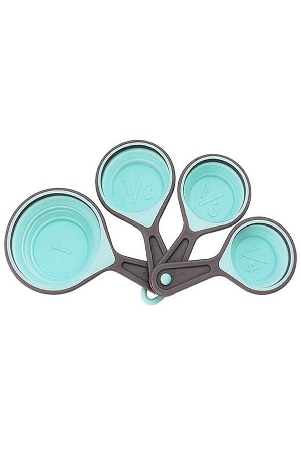 PUFO-Set of 4 different sized Pufo spoons for measuring ingredients, spices, gray/green 1