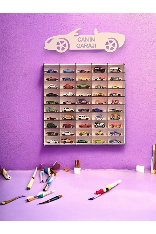 wudie Oyuncak Araba Rafı Oyuncak Araba Rafı 50'li Beyaz