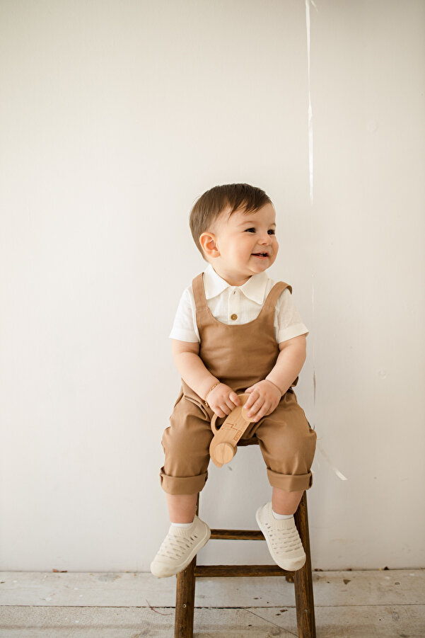 Kuarks Erkek Bebek Tulum Kanvas Askılı Tulum %100 Pamuk Tulum (GÖMLEK DAHİL DEĞİLDİR)