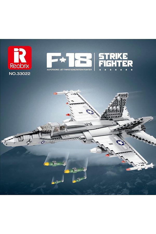 REOBRIX-F/A-18 Fighter Jet, Technical Block Building Kit (1387 Parts) 1