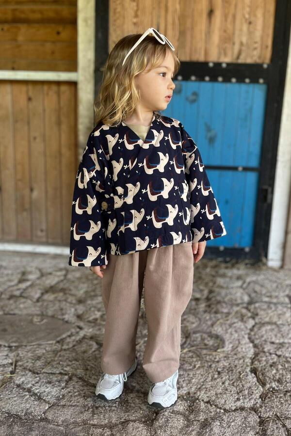 Mioma Kids Kruvaze Fil Desenli Ceket